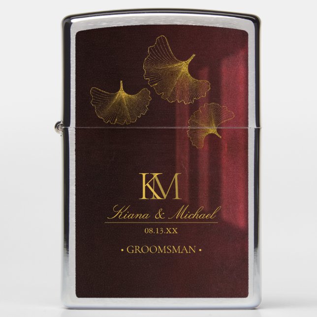 Moonlight Romance Wedding Party Burgundy ID881 Zippo Lighter (Front)