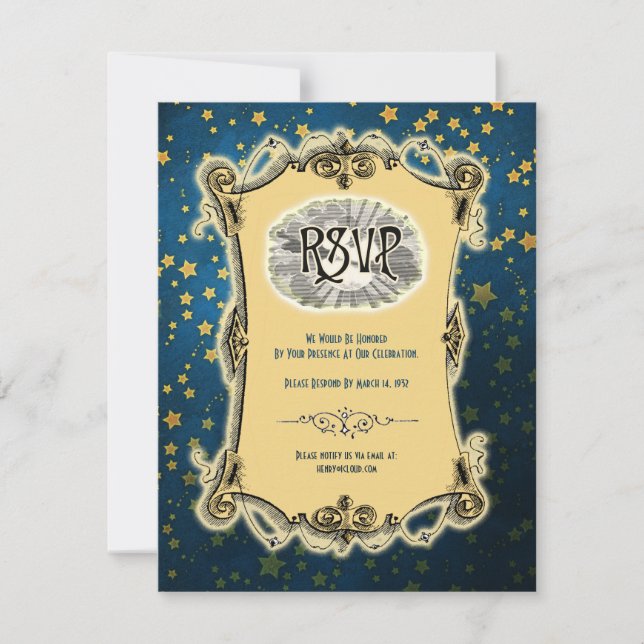 Moonlight Romance Wedding RSVP Invitation (Front)