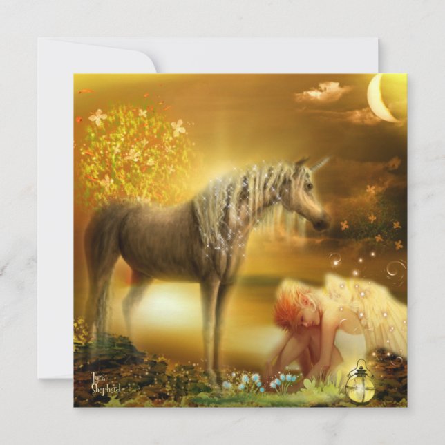 Moonlight Sad Fantasy Fairy Girl & Unicorn (Front)