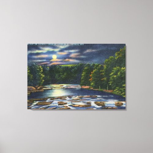 Moonlight Scene on Catskill Creek Canvas Print