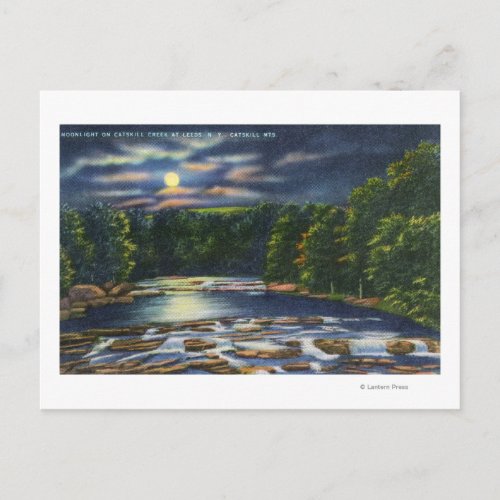 Moonlight Scene on Catskill Creek Postcard