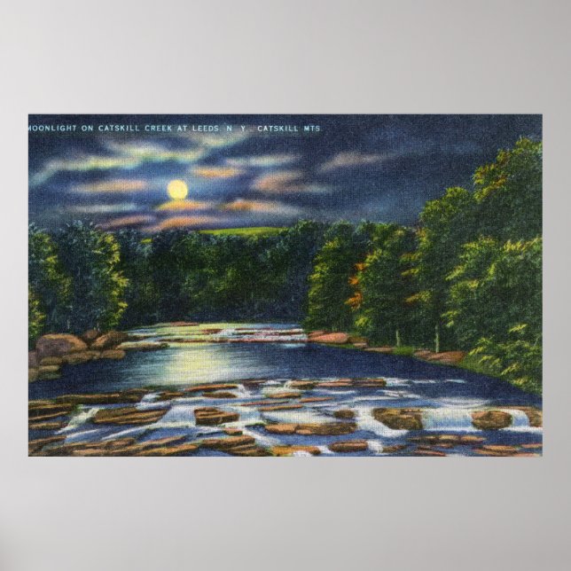 Moonlight Scene on Catskill Creek Poster (Front)