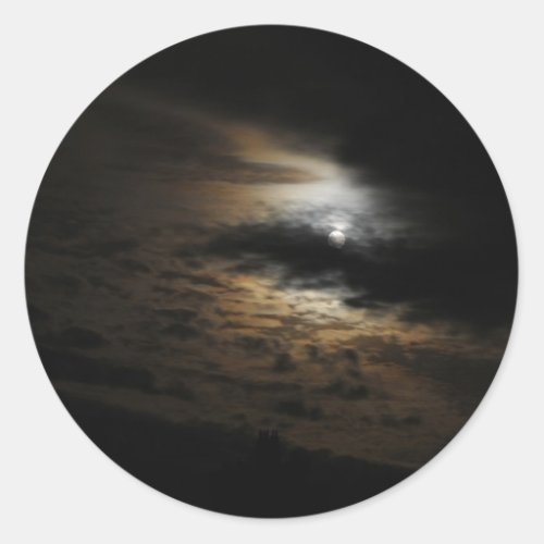 Moonlight Shining on Clouds Night Sky Photo Classic Round Sticker