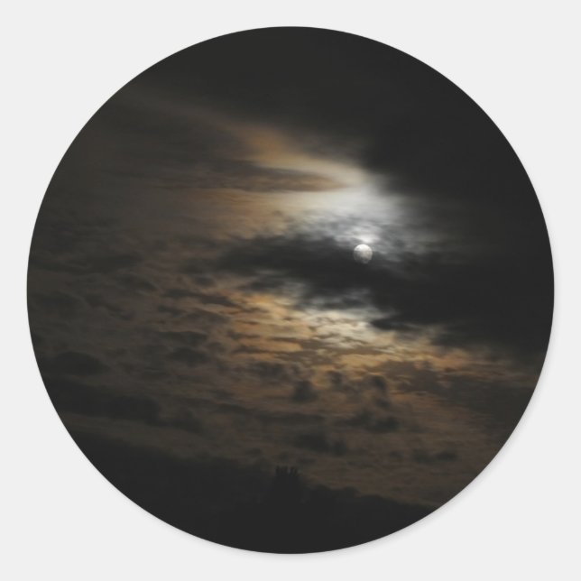 Moonlight Shining on Clouds Night Sky Photo Classic Round Sticker (Front)