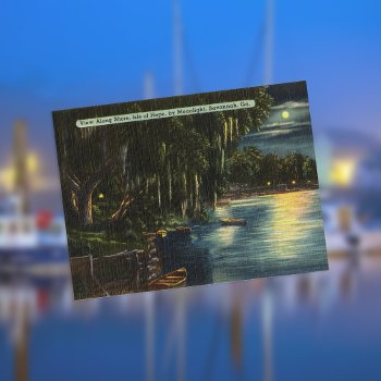 Moonlight Shore Isle Of Hope Savannah Ga Retro Postcard by CoastalEmpire at Zazzle