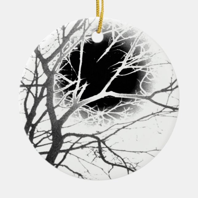 Moonlight Silhouette Ceramic Ornament (Front)