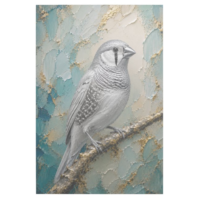 Moonlight Silver Finch – Luxe Metallic Impasto Gallery Wrap (Front)