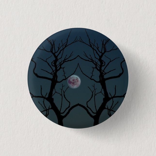 Moonlight Tree Silhouette Button (Front)