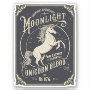 Moonlight Unicorn Blood Label Sticker
