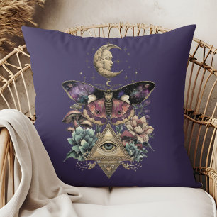 Moonlight Vision Moth – Celestial Lunar Throw Pillow