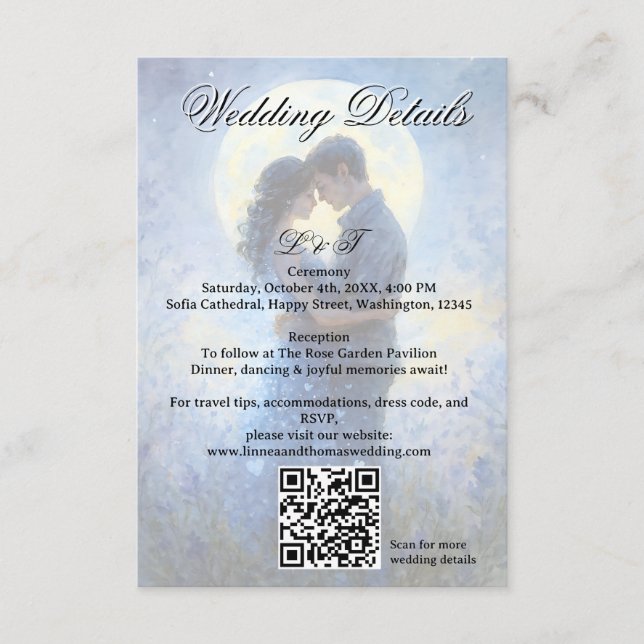 Moonlight Wedding Celestial Love Night Sky Theme Enclosure Card (Front)