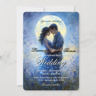 Moonlight Wedding Celestial Love Night Sky Theme Invitation