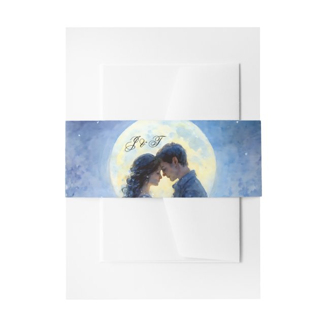 Moonlight Wedding Celestial Love Night Sky Theme Invitation Belly Band (Front Example)
