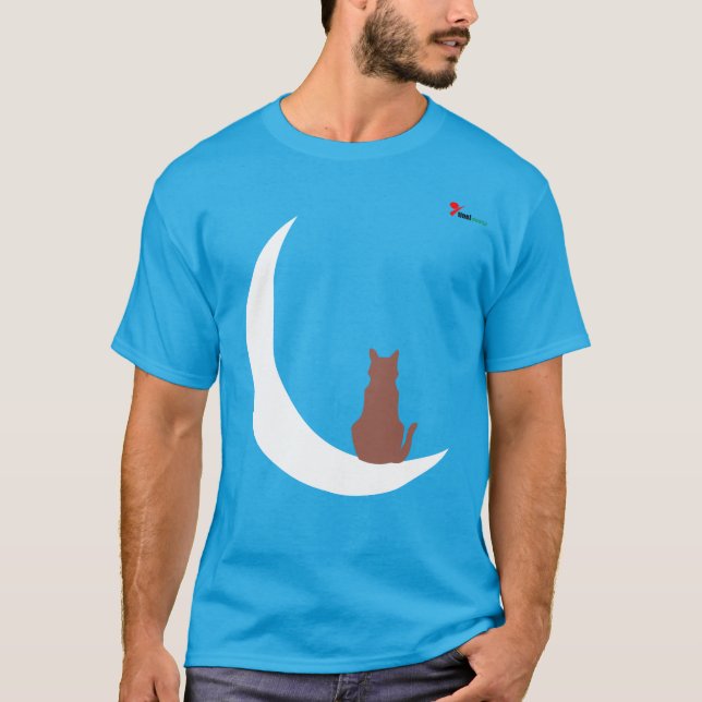 "Moonlight Whiskers" Minimalist Cat Silhouette on  T-Shirt (Front)