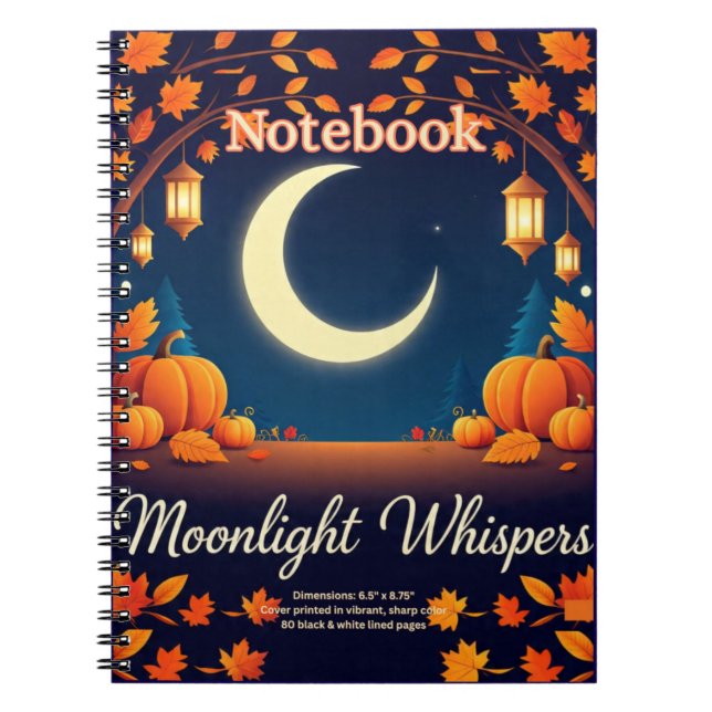 Moonlight Whispers Fall Spiral Notebook (Front)