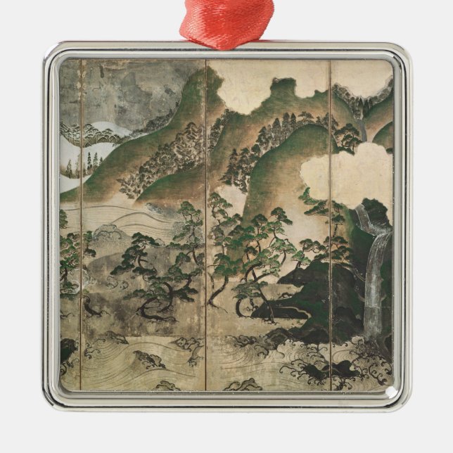 Moonlight Winter Landscape Metal Ornament (Front)