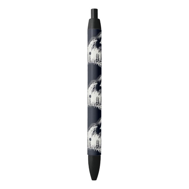 Moonlight Winter Wolf Pine Tree Forest Pen (Front Vertical)