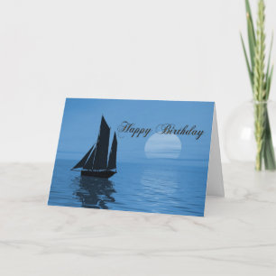Moonlight yacht birthday card