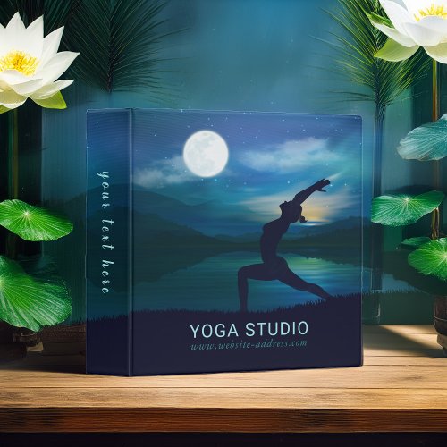 Moonlight Yoga Meditation Crescent moon Salutation 3 Ring Binder