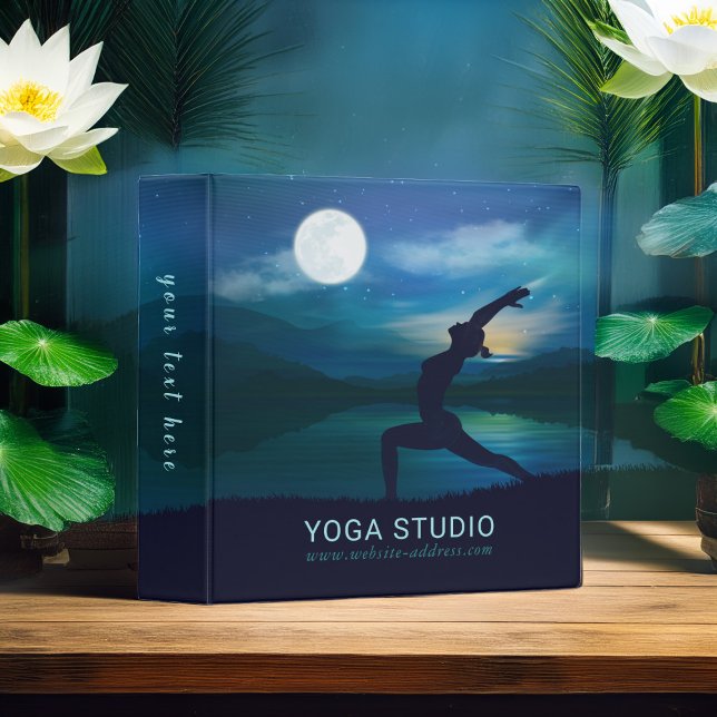 Moonlight Yoga Meditation Crescent moon Salutation 3 Ring Binder (Creator Uploaded)