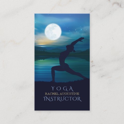 Moonlight Yoga Meditation Crescent moon Salutation Business Card