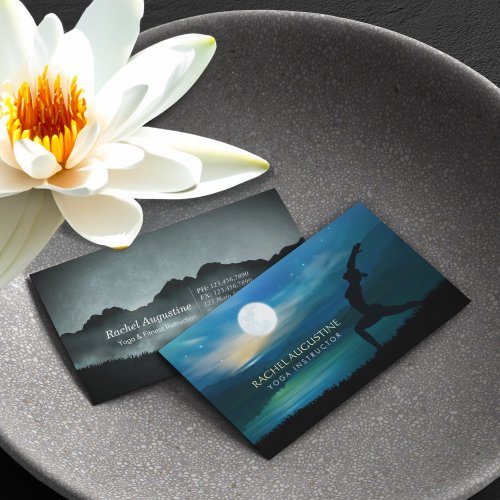 Moonlight Yoga Meditation Crescent moon Salutation Business Card