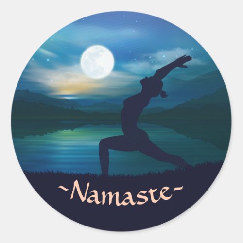 Moonlight Yoga Meditation Crescent moon Salutation Classic Round Sticker