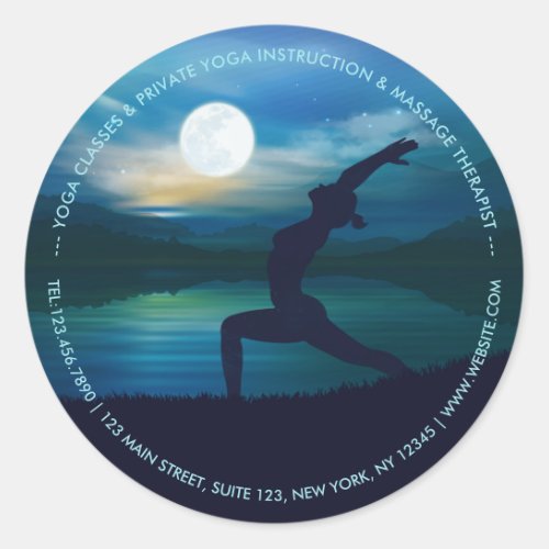 Moonlight Yoga Meditation Crescent moon Salutation Classic Round Sticker