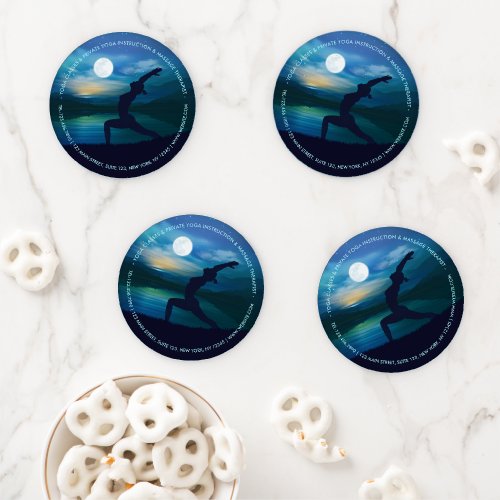 Moonlight Yoga Meditation Crescent moon Salutation Coaster Set