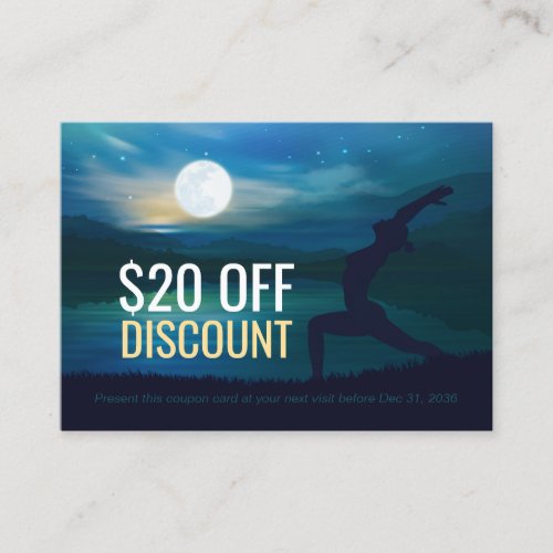 Moonlight Yoga Meditation Crescent moon Salutation Discount Card