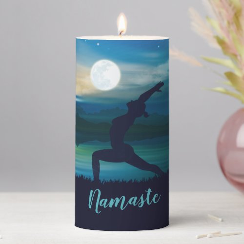 Moonlight Yoga Meditation Crescent moon Salutation Pillar Candle