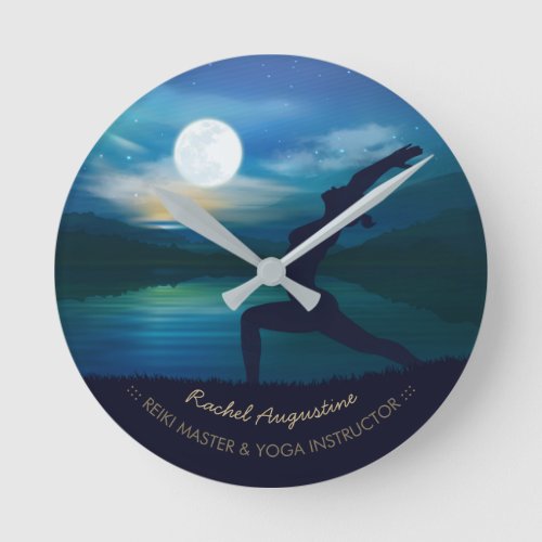 Moonlight Yoga Meditation Crescent moon Salutation Round Clock