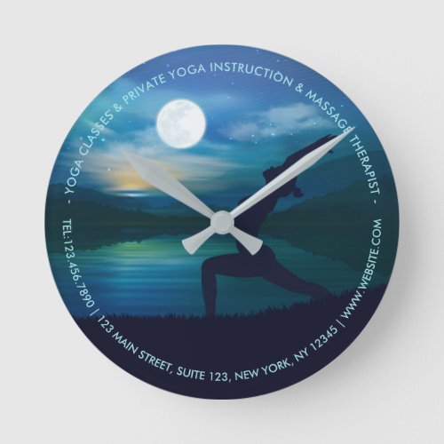 Moonlight Yoga Meditation Crescent moon Salutation Round Clock