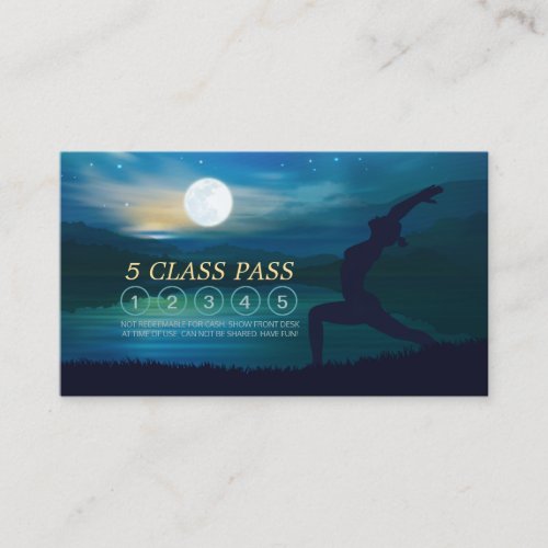 Moonlight Yoga Teacher Half Moon Pose 5 Class Pass Loyalty Card