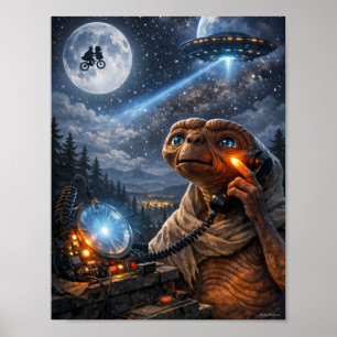 Moonlit Alien Call Sci-Fi Dream PosterMoonlit Alie Poster