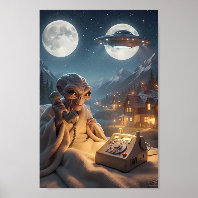 Moonlit Alien Hotline in Mountain Poster (Front)
