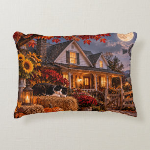 Moonlit Autumn Farmhouse Accent Pillow