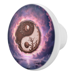 Moonlit Balance – Yin Yang of Eternal Light.  Ceramic Knob
