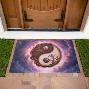 Moonlit Balance – Yin Yang of Eternal Light.  Doormat