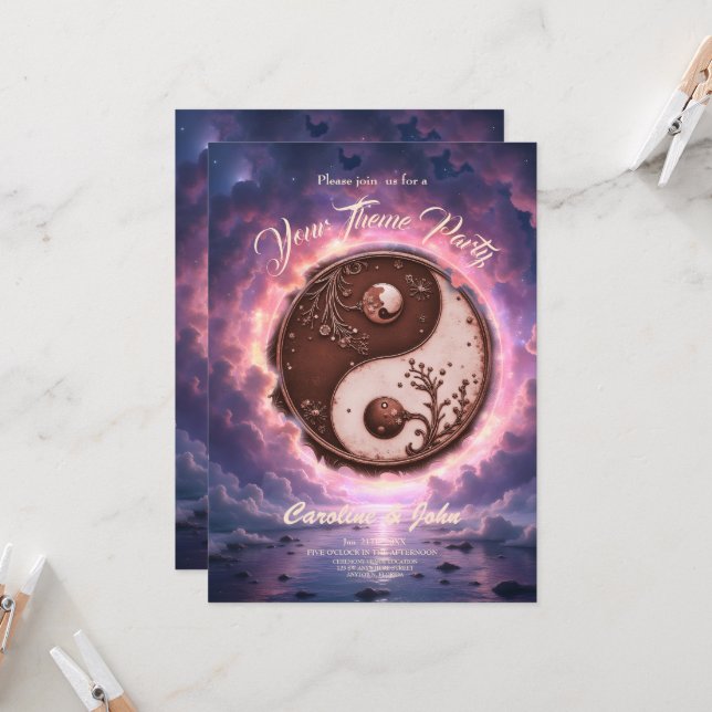 Moonlit Balance – Yin Yang of Eternal Light.  Invitation (Front/Back In Situ)