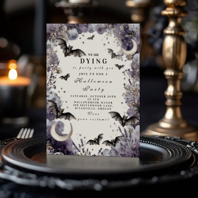 Moonlit Bats Halloween Party Invitation (Creator Uploaded)