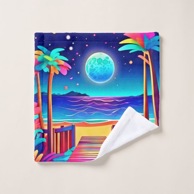 Moonlit Beach Colors  Bath Towel Set (Wash Cloth)