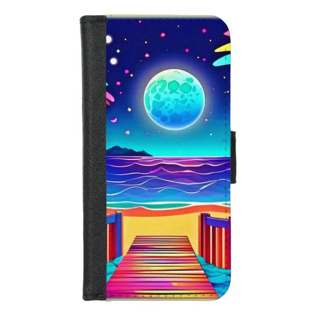Moonlit Beach Colors  iPhone Wallet Case (Front)