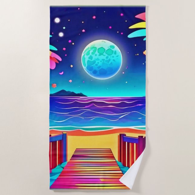 Moonlit Beach Colors  Towel (Front)