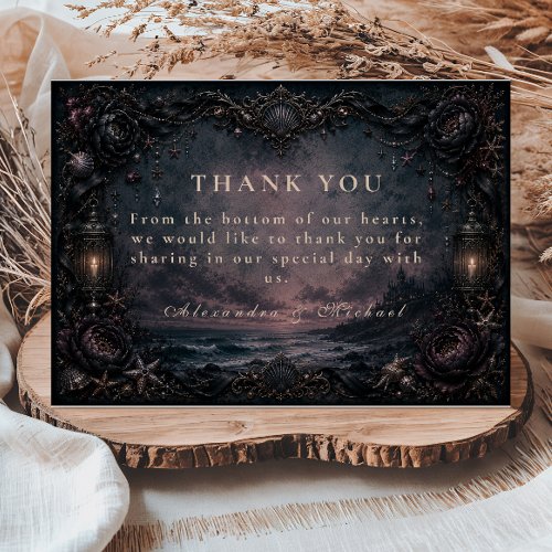Moonlit Beach Goth Wedding Thank You Card