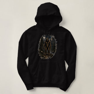 Moonlit Bigfoot Loose Watercolor Forest Cryptid Hoodie
