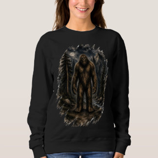 Moonlit Bigfoot Loose Watercolor Forest Cryptid Sweatshirt