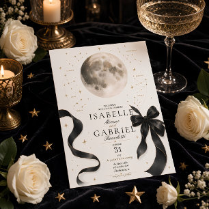 Moonlit Black Bow Celestial  Invitation
