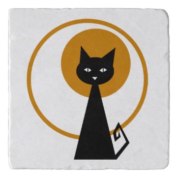 Moonlit Black Cat Trivet by WaywardMuse at Zazzle