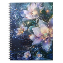 Moonlit Blooms: Enchanted Waters Spiral Notebook